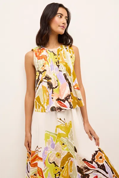 Marie Oliver Letta Abstract-print Pintuck Top In Bouquet