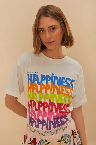 Farm Rio Active Off-white Dress In Happiness Relaxed T-shirt