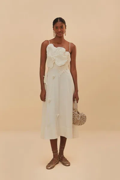 Farm Rio Active Off-white Garden Lenzing Ecovero Euroflax Midi Dress In Off-white