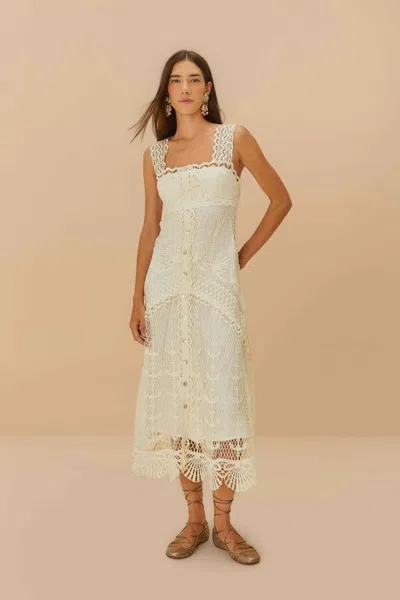 Farm Rio Active Off-white Nautical Guipure Maxi Dress In Off-white