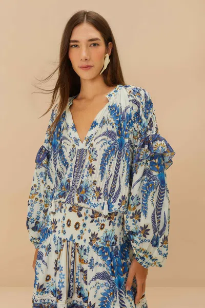 Farm Rio Active Off-white Ana Tapestry Blouse