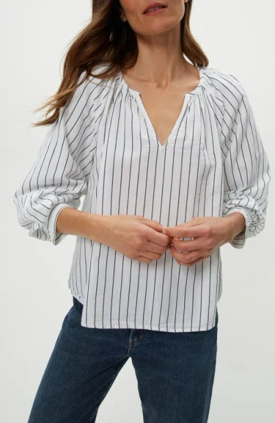 Michael Stars Cleo Notch Neck Top In Navy Stripe