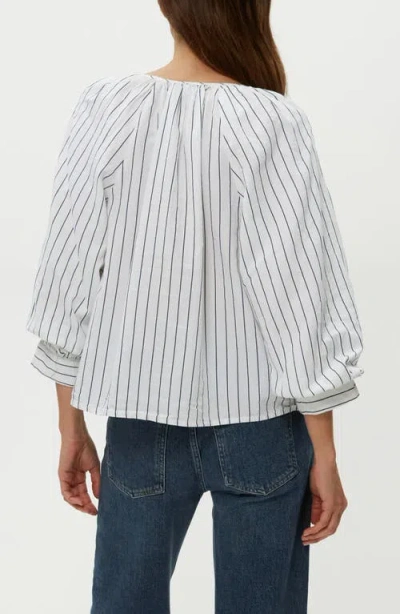 Michael Stars Cleo Notch Neck Top In Navy Stripe