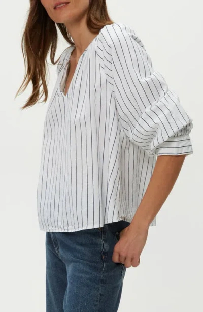 Michael Stars Cleo Notch Neck Top In Navy Stripe