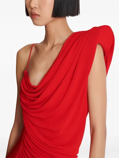 Balmain Sleeveless Sequin Dress Asymmetrical Neckline