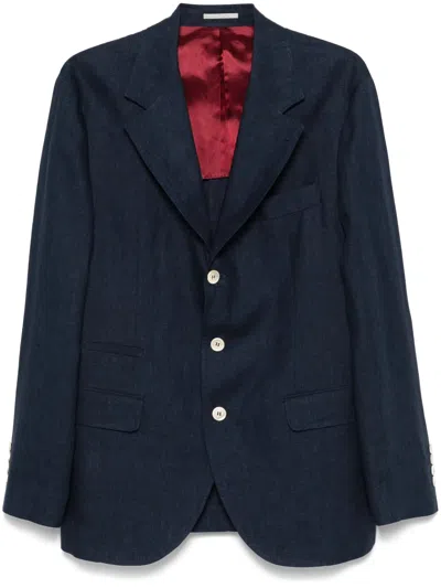 Brunello Cucinelli Navy Deconstructed Jacket With Tailored Silhouette