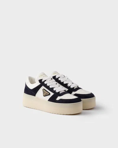 Prada Platform Sneakers In White/blue