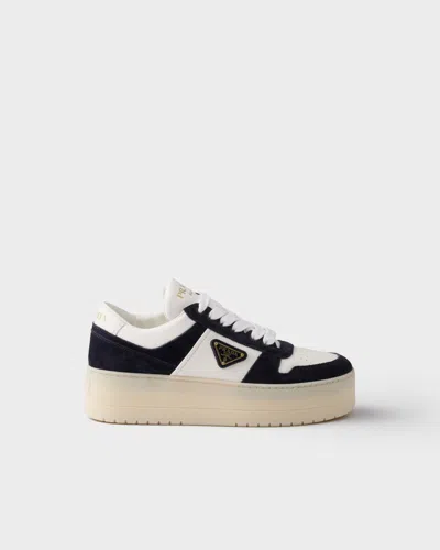 Prada Platform Sneakers In White/blue