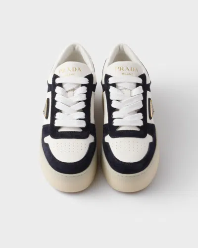 Prada Platform Sneakers In White/blue