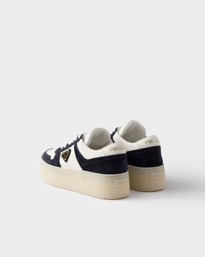 Prada Platform Sneakers In White/blue