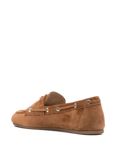 Stuart Weitzman Leather Boat Shoes In Ner+bianco Nero Grig