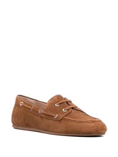 Stuart Weitzman Leather Boat Shoes In Ner+bianco Nero Grig