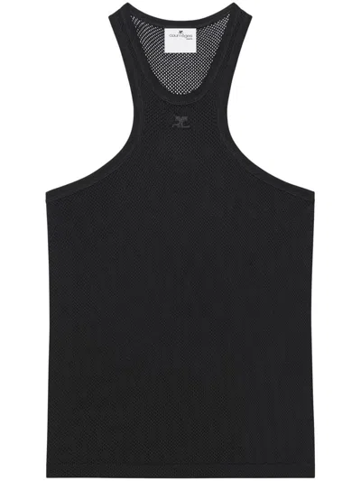 Courrèges Lightweight Lycra Sports Tank Top In Black