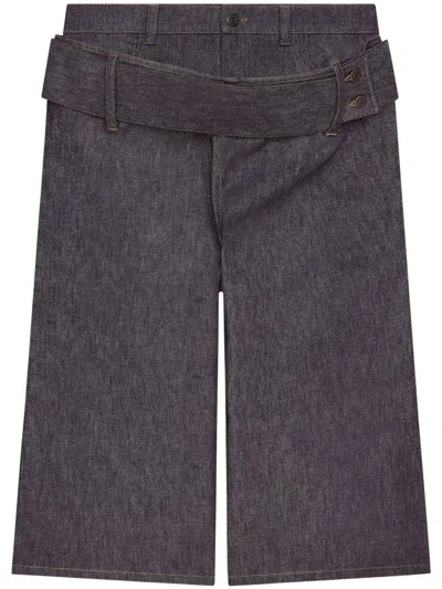 Courrèges Buttoned Knee-length Shorts With Rear And Side Pockets In Grey