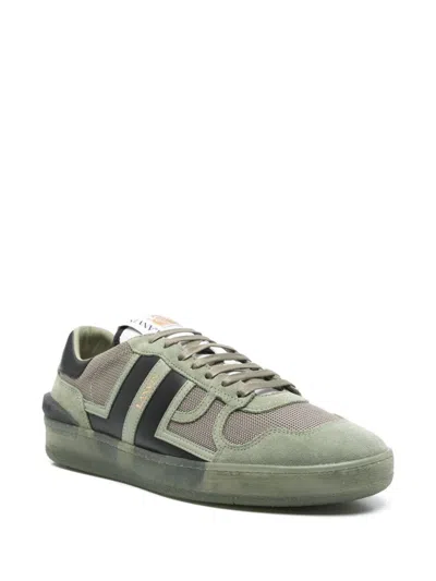 Lanvin Clay Sneakers In Green Suede And Fabric In Green Grey