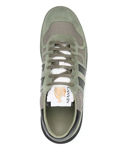Lanvin Clay Sneakers In Green Suede And Fabric In Green Grey