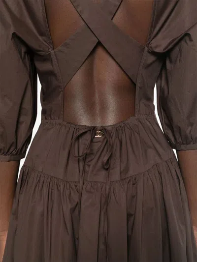 Twinset Twin-set Coffee Cotton Blend Dresses In Brown