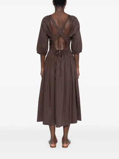 Twinset Twin-set Coffee Cotton Blend Dresses In Brown
