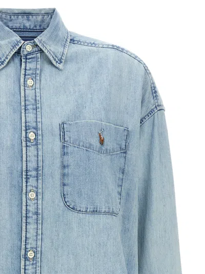 Shop Polo Ralph Lauren Denim Shirt Shirt And Blouse Light Blue