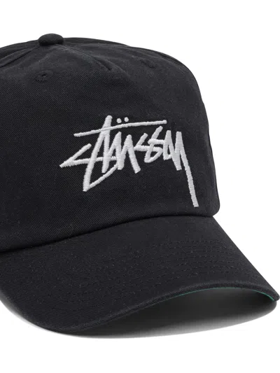 Stussy Logo-embroidered Baseball Cap In Black