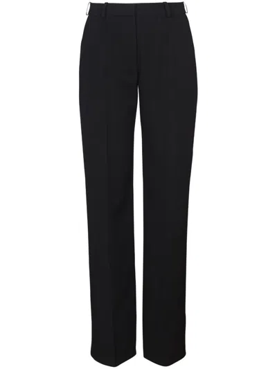 Balmain Wool Trousers With Front Pleats And Wide Leg In Black