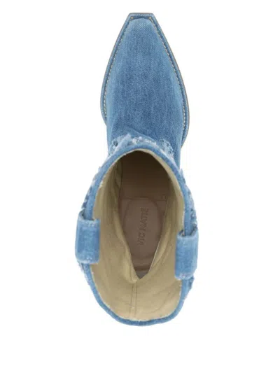 Vic Matie Denim 505 Texan Ankle Boots In Blue Denim In Sea Blue