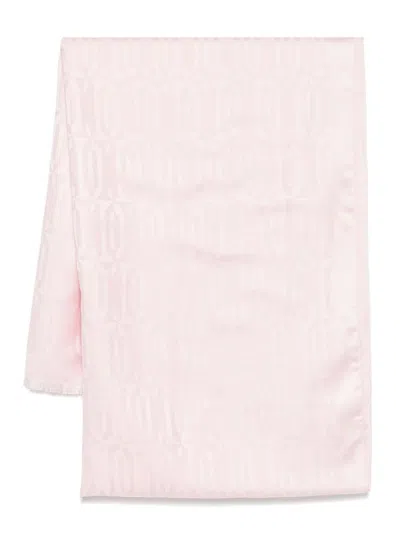 Lanvin Fringed Monogram Rectangular Scarf In Beige
