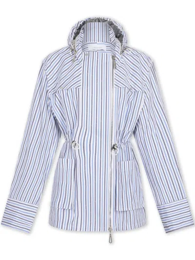 Rabanne Striped Cotton Jacket In Blau