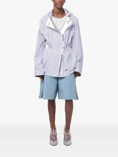 Rabanne Striped Cotton Jacket In Blau