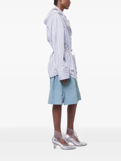 Rabanne Striped Cotton Jacket In Blau