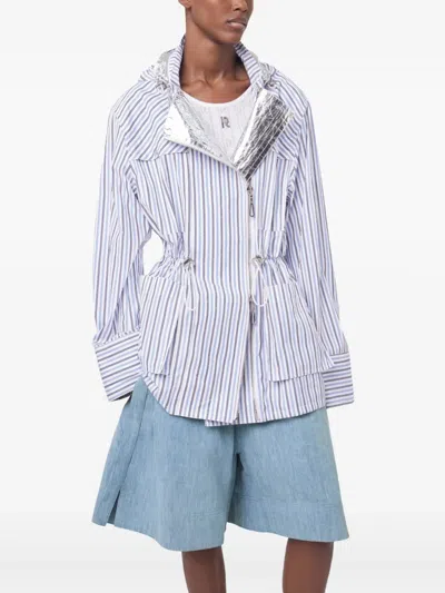 Rabanne Striped Cotton Jacket In Blau