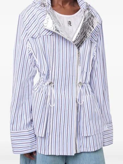 Rabanne Striped Cotton Jacket In Blau