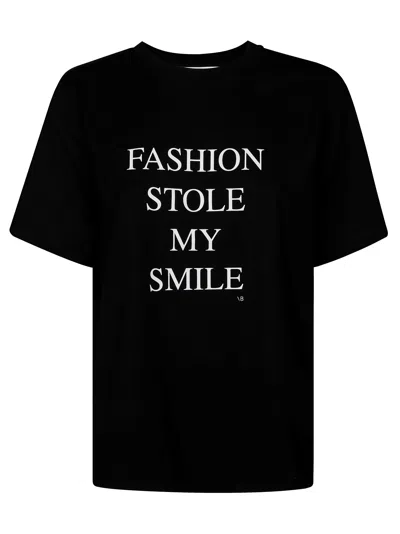 Victoria Beckham Slogan Printed Organic Cotton T-shirt In Black