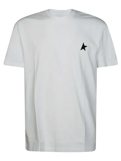 Golden Goose White T-shirt With Round Neck And One Star Logo Print On The Front In Cotton Man