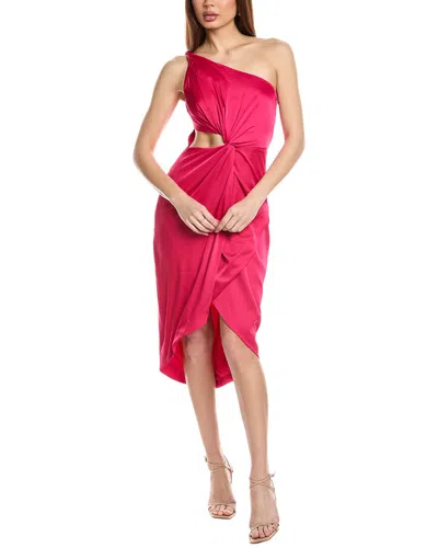Amur Deena One-shoulder Midi Dress In Pink