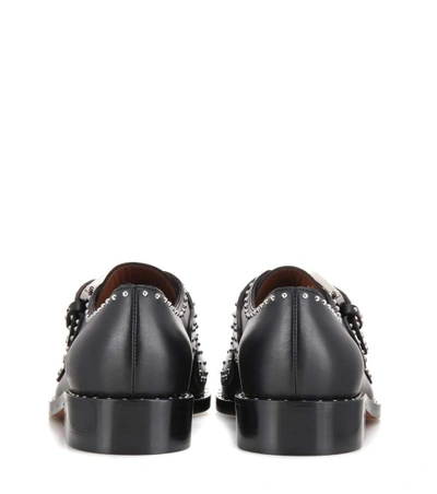 Shop Givenchy Elegant Embellished Leather Monk Strap Shoes In Black