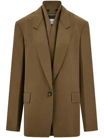 Ferragamo Khaki Single Breasted Blazer In Brown