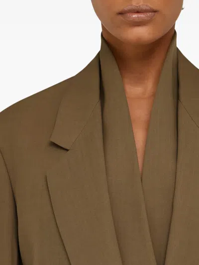Ferragamo Khaki Single Breasted Blazer In Brown