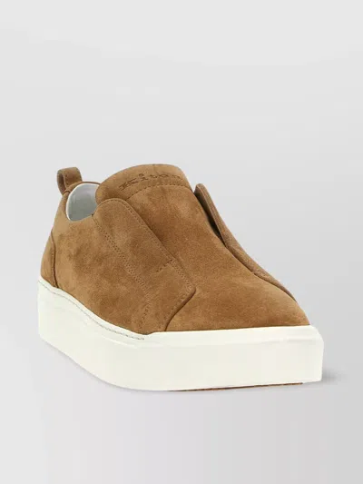 Kiton Slip-on Suede Leather Sneakers In Brown