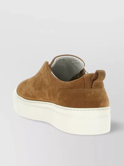 Kiton Slip-on Suede Leather Sneakers In Brown