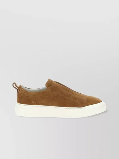 Kiton Slip-on Suede Leather Sneakers In Brown