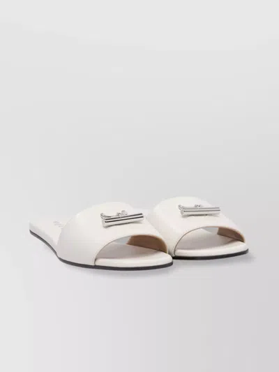 Alexander Mcqueen Leather And Rubber Sandals With Metallic Accent In Neutral