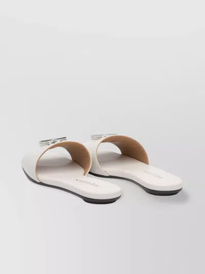 Alexander Mcqueen Leather And Rubber Sandals With Metallic Accent In Neutral