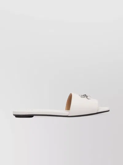 Alexander Mcqueen Leather And Rubber Sandals With Metallic Accent In Neutral