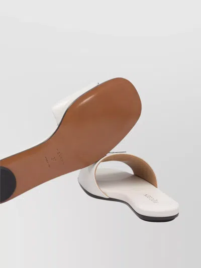 Alexander Mcqueen Leather And Rubber Sandals With Metallic Accent In Neutral