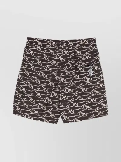 Paul & Shark Swim Shorts With All-over Shark Print In Multi