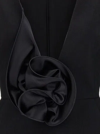 Magda Butrym '37' V-neckline Floral Long Sleeves Dress In Black