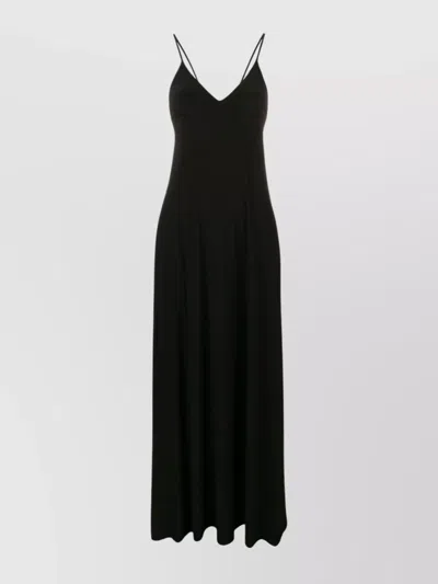 Norma Kamali Maxi Dress With Spaghetti Straps And V-neck In Black