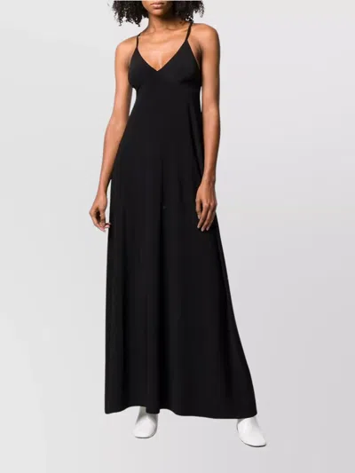 Norma Kamali Maxi Dress With Spaghetti Straps And V-neck In Black