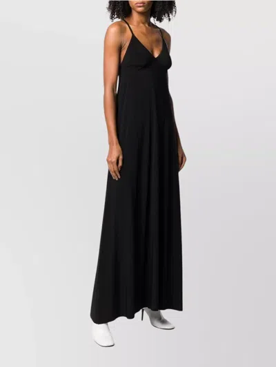 Norma Kamali Maxi Dress With Spaghetti Straps And V-neck In Black